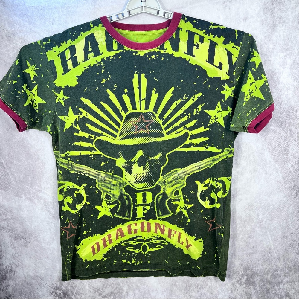 Dragonfly Clothing Company Shirt Mens Large Green Graphic Crew Neck